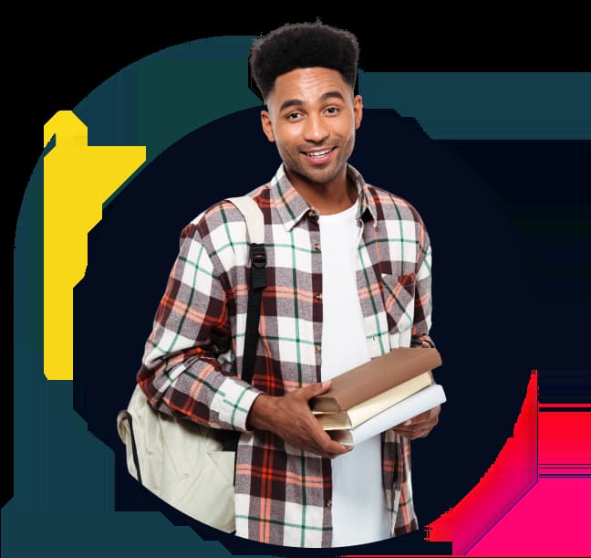 student holding books