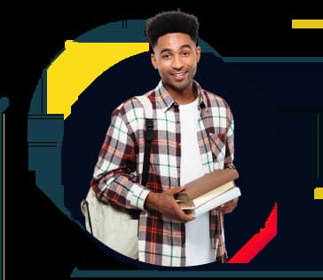 student holding books